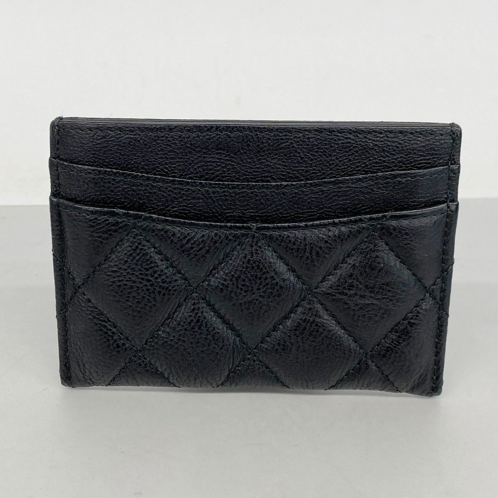 Chanel Card Case Quilted Leather Black Silver — view 7