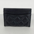 Chanel Card Case Quilted Leather Black Silver — view 7
