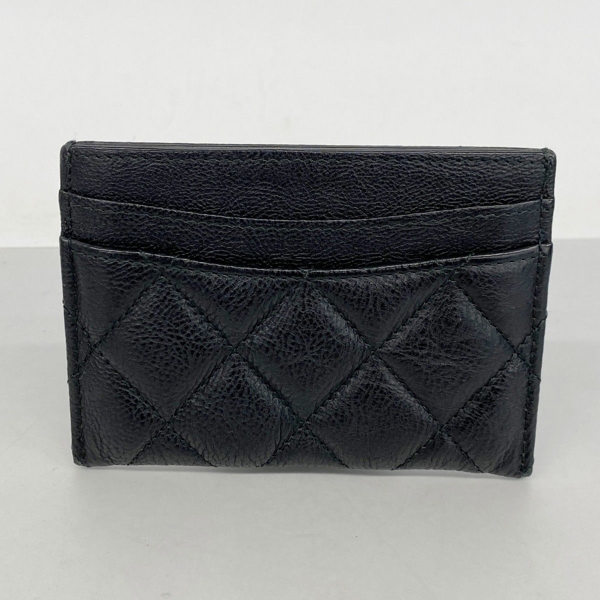 Chanel Card Case Quilted Leather Black Silver — view 7