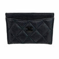 Chanel Card Case Quilted Leather Black Silver