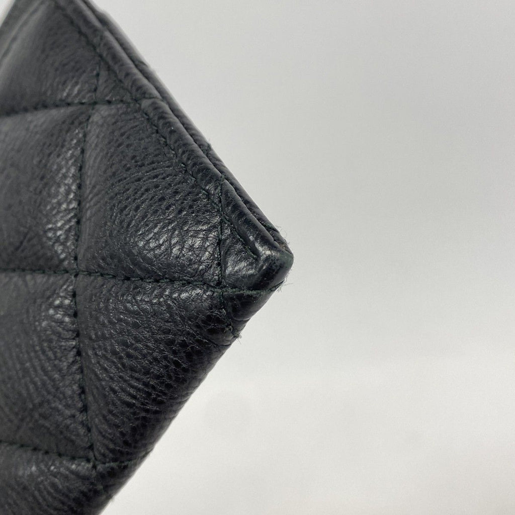 Chanel Card Case Quilted Leather Black Silver — view 5