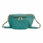 Chanel Waist Bag Quilted Caviar Leather Green Champagne Gold