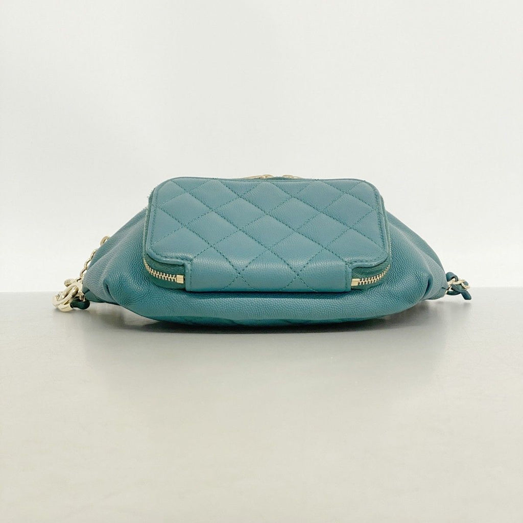 Chanel Waist Bag Quilted Caviar Leather Green Champagne Gold — view 3
