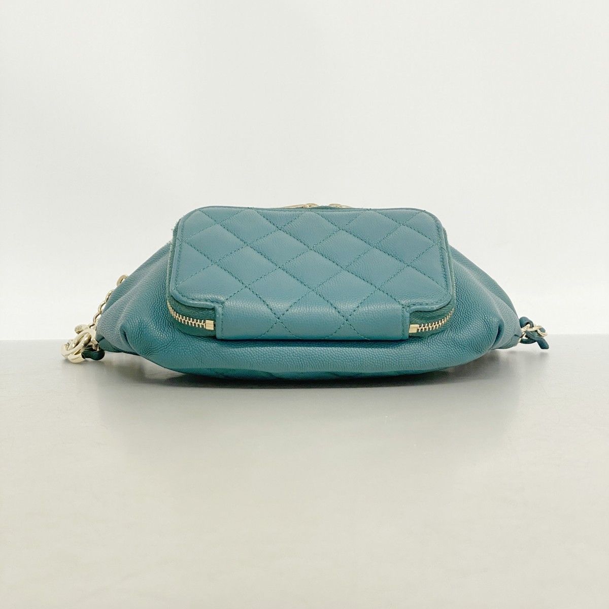 Chanel Waist Bag Quilted Caviar Leather Green Champagne Gold — view 3