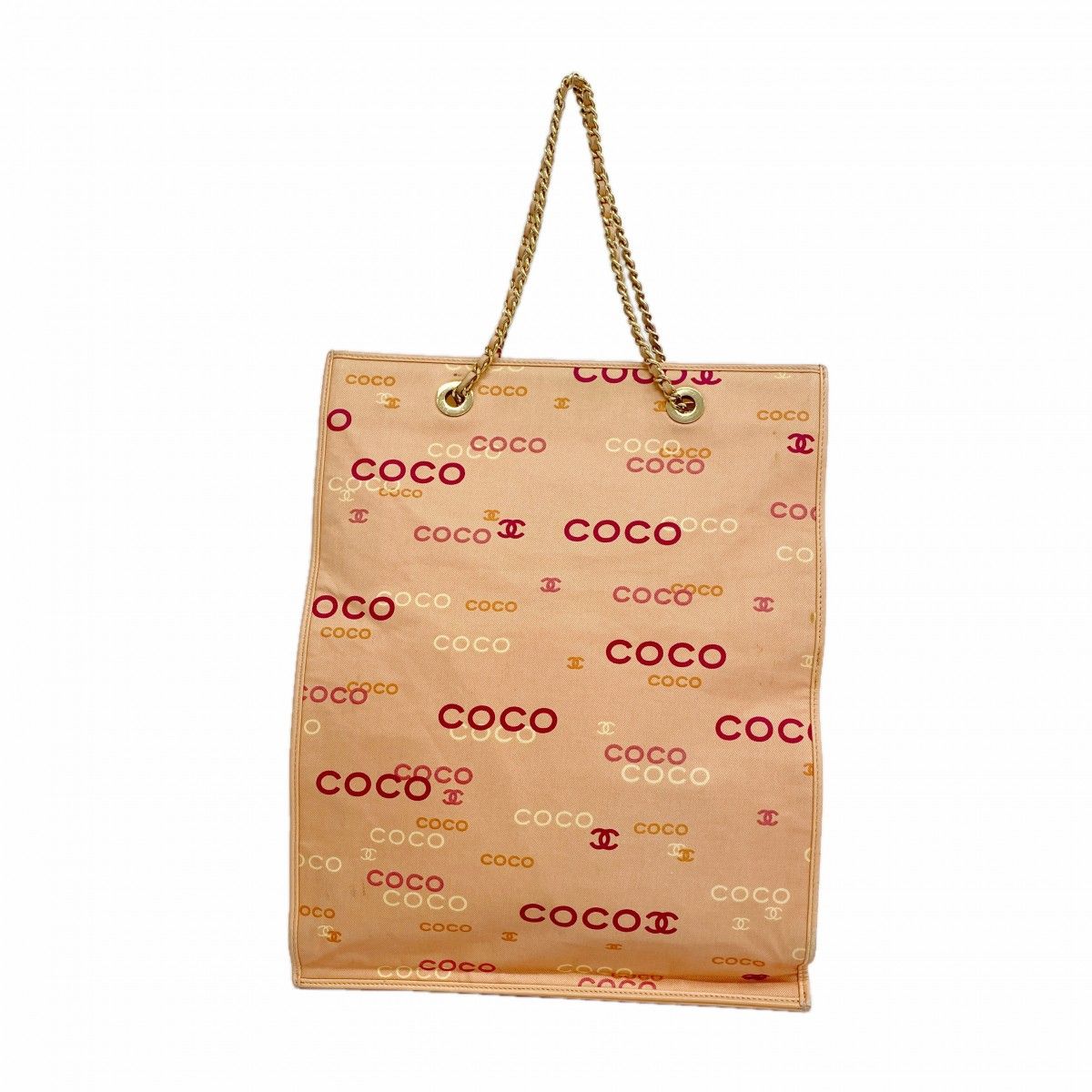 Chanel Tote Canvas Pink Orange Gold