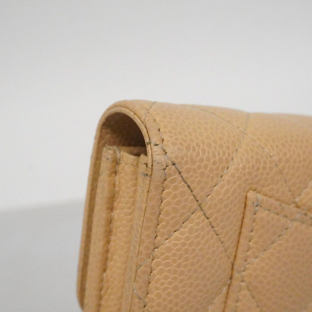 Chanel Wallet Quilted Caviar Leather Beige Gold — view 5
