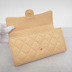 Chanel Wallet Quilted Caviar Leather Beige Gold — view 9