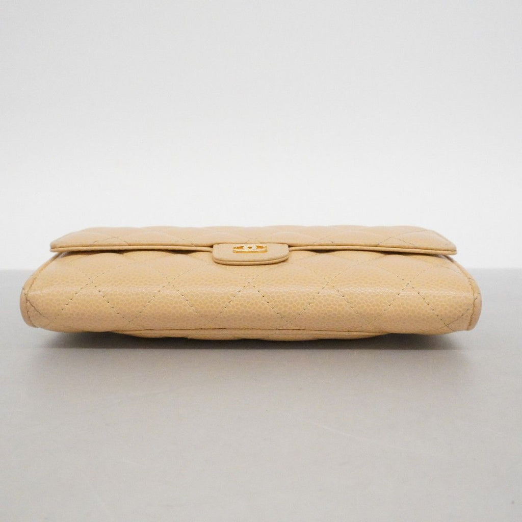 Chanel Wallet Quilted Caviar Leather Beige Gold — view 2