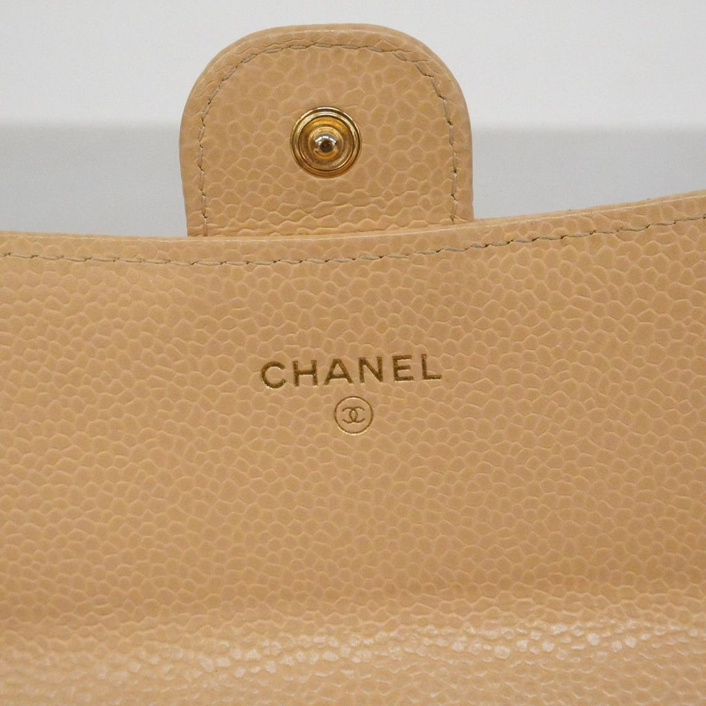 Chanel Wallet Quilted Caviar Leather Beige Gold — view 4