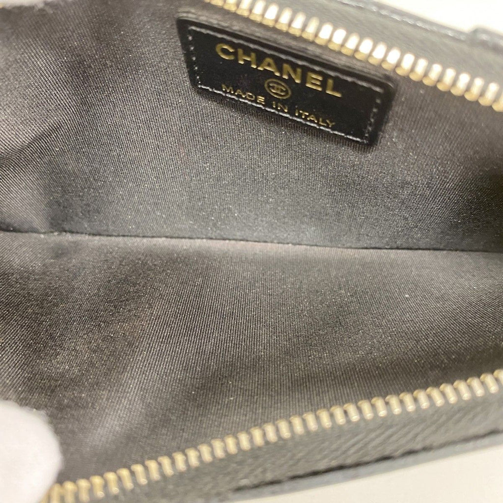Chanel Wallet Camellia Caviar Leather Black Champagne Gold — view 3