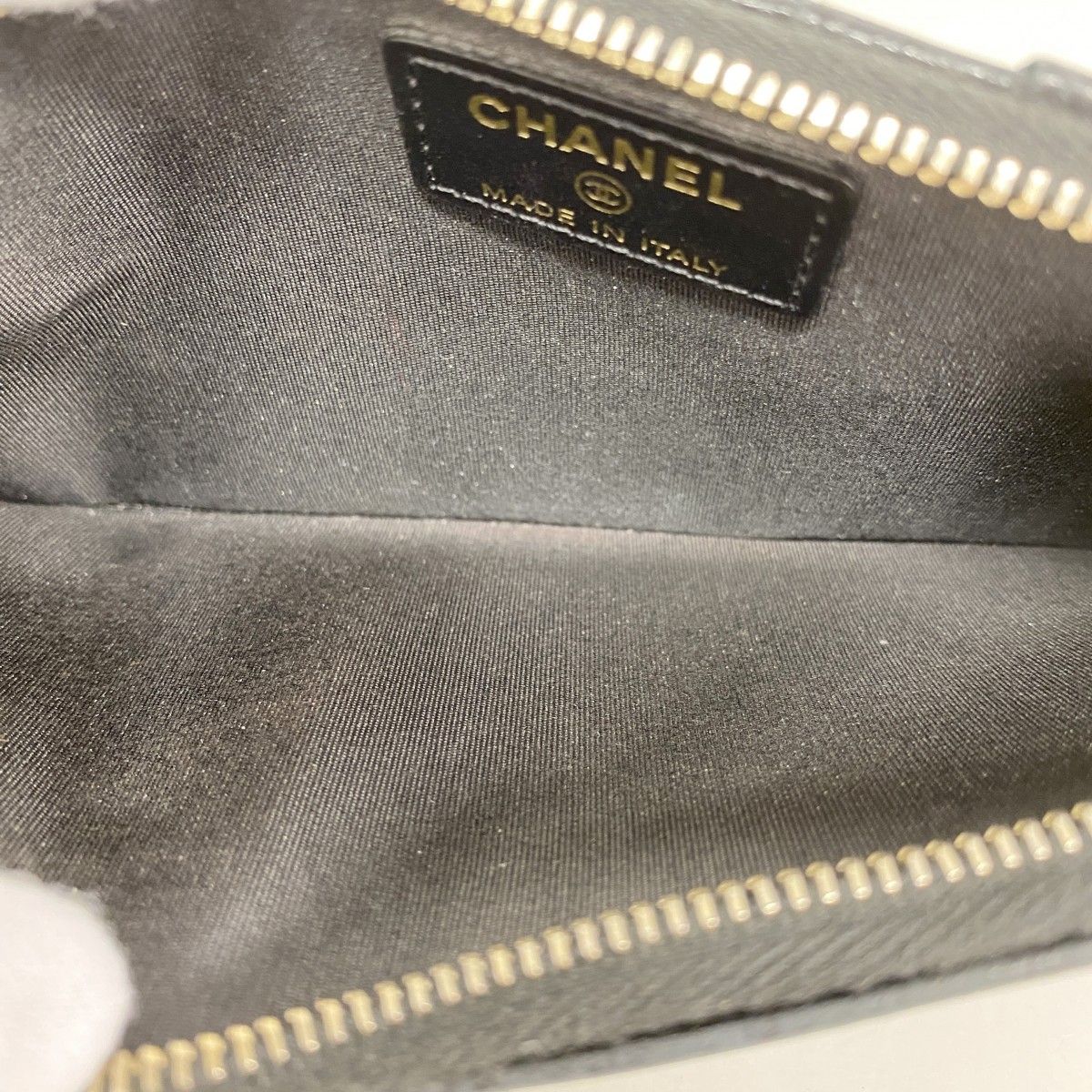 Chanel Wallet Camellia Caviar Leather Black Champagne Gold — view 3