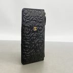 Chanel Wallet Camellia Caviar Leather Black Champagne Gold — view 2