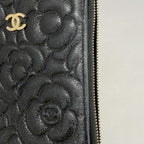 Chanel Wallet Camellia Caviar Leather Black Champagne Gold — view 7