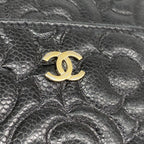 Chanel Wallet Camellia Caviar Leather Black Champagne Gold — view 8