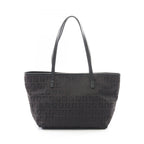 Fendi Tote Zucchino Dark Brown Canvas Leather Mini