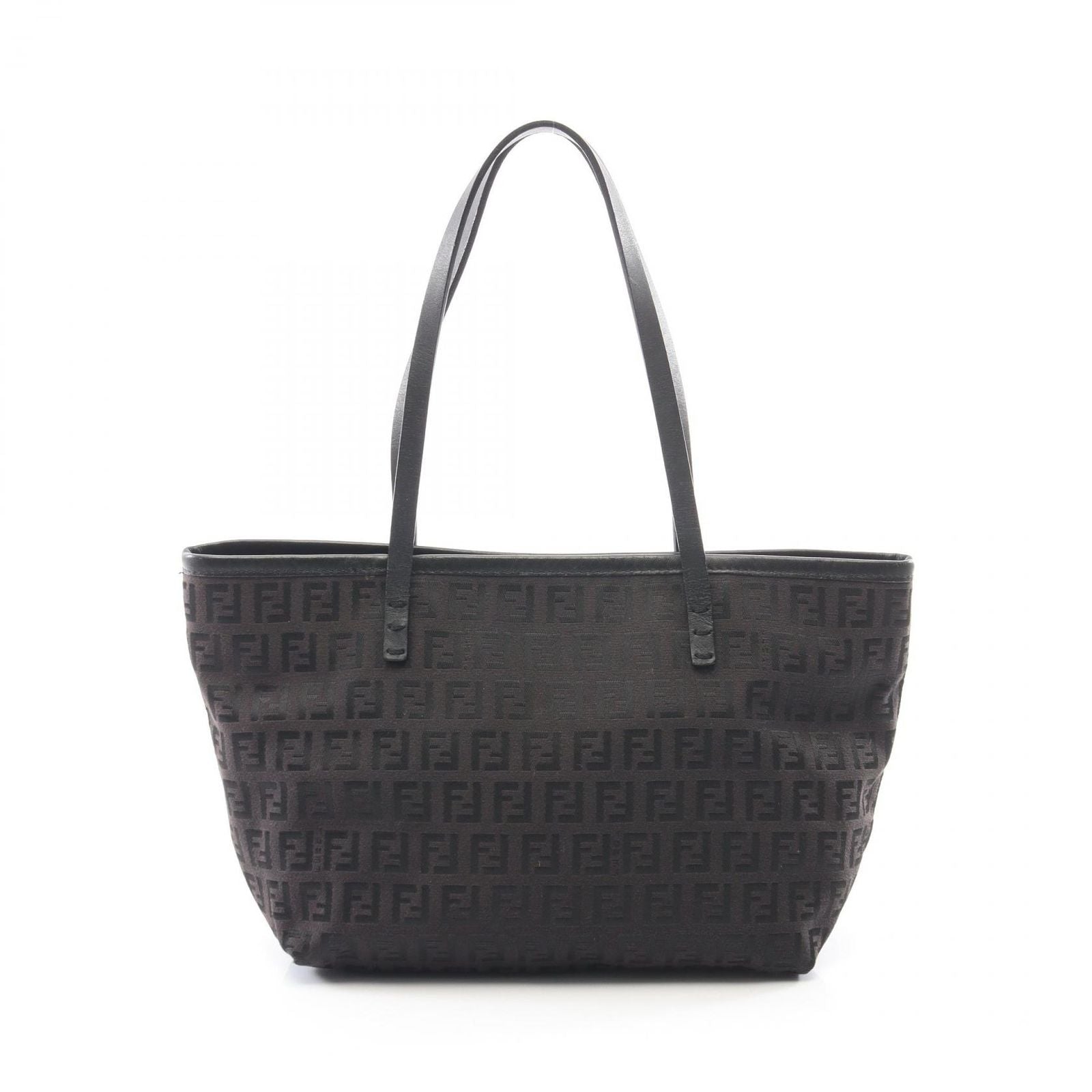 Fendi Tote Zucchino Dark Brown Canvas Leather Mini