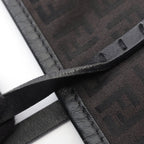 Fendi Tote Zucchino Dark Brown Canvas Leather Mini — view 6