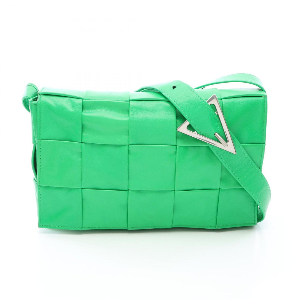Bottega Veneta Shoulder Bag Cassette Maxi Intrecciato Green Leather