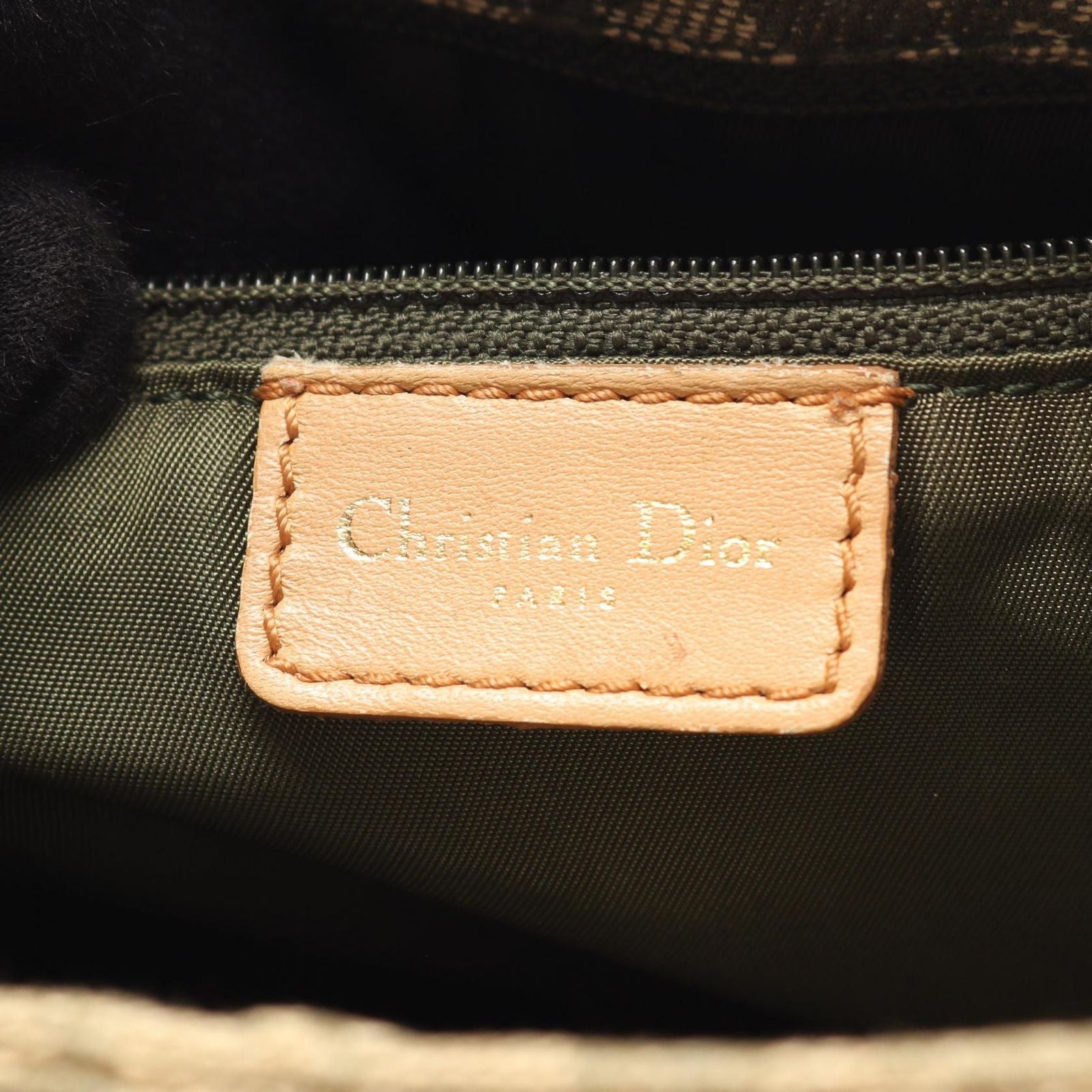 Dior Tote Trotter Green Beige Canvas Leather — view 4