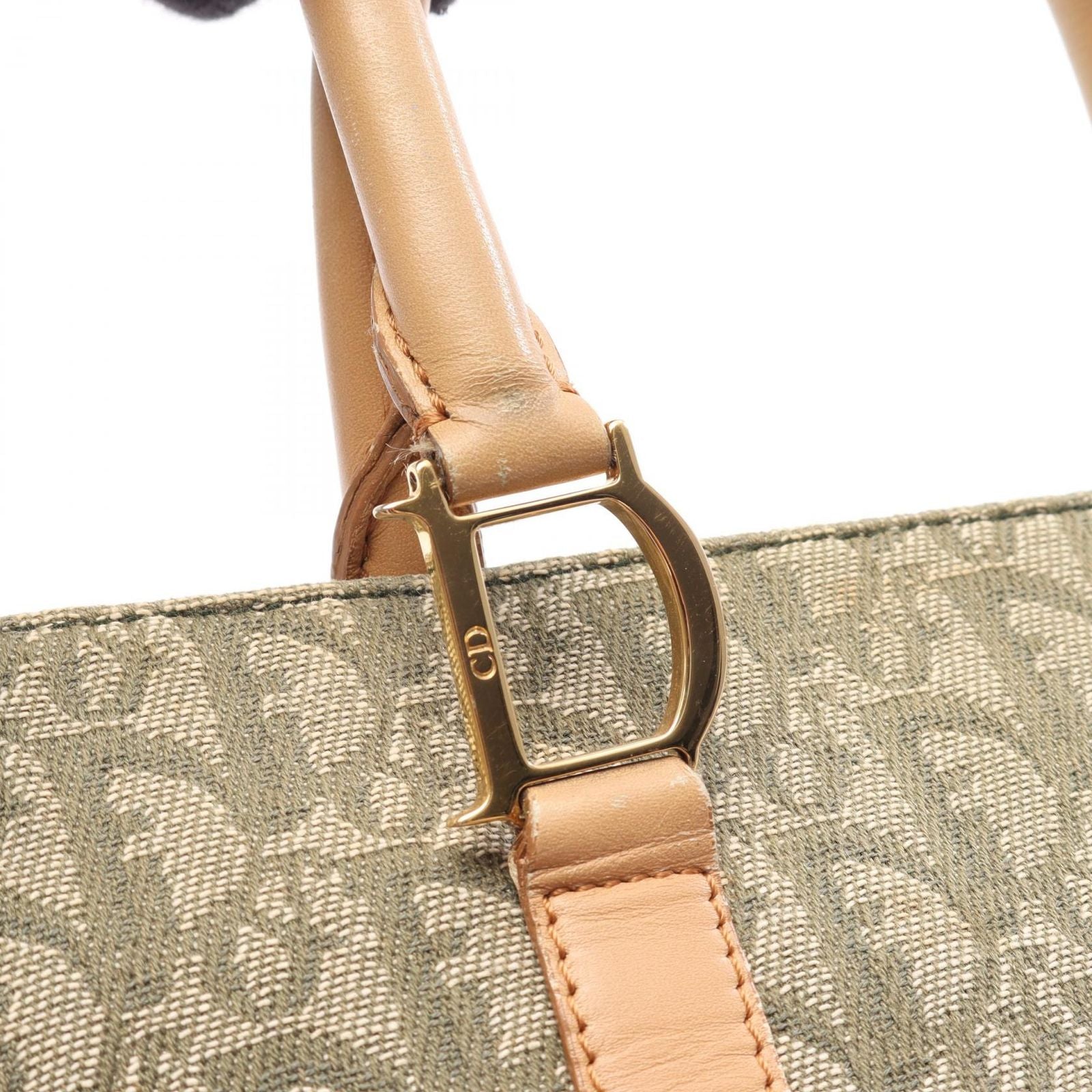 Dior Tote Trotter Green Beige Canvas Leather — view 9
