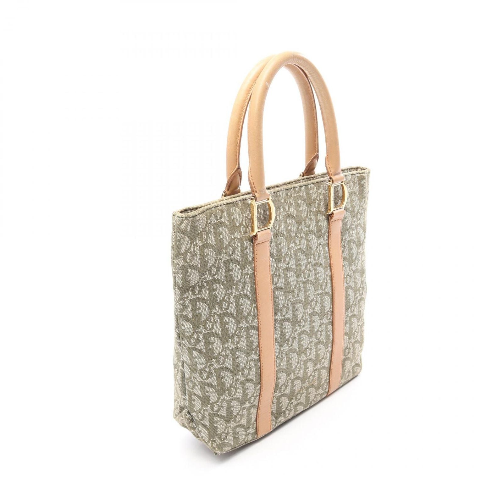 Dior Tote Trotter Green Beige Canvas Leather — view 2