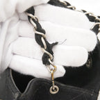 Chanel Shoulder Bag Quilted Cotton Black Silver — view 6