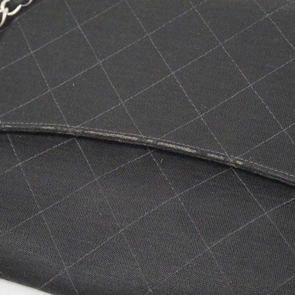 Chanel Shoulder Bag Quilted Cotton Black Silver — view 9