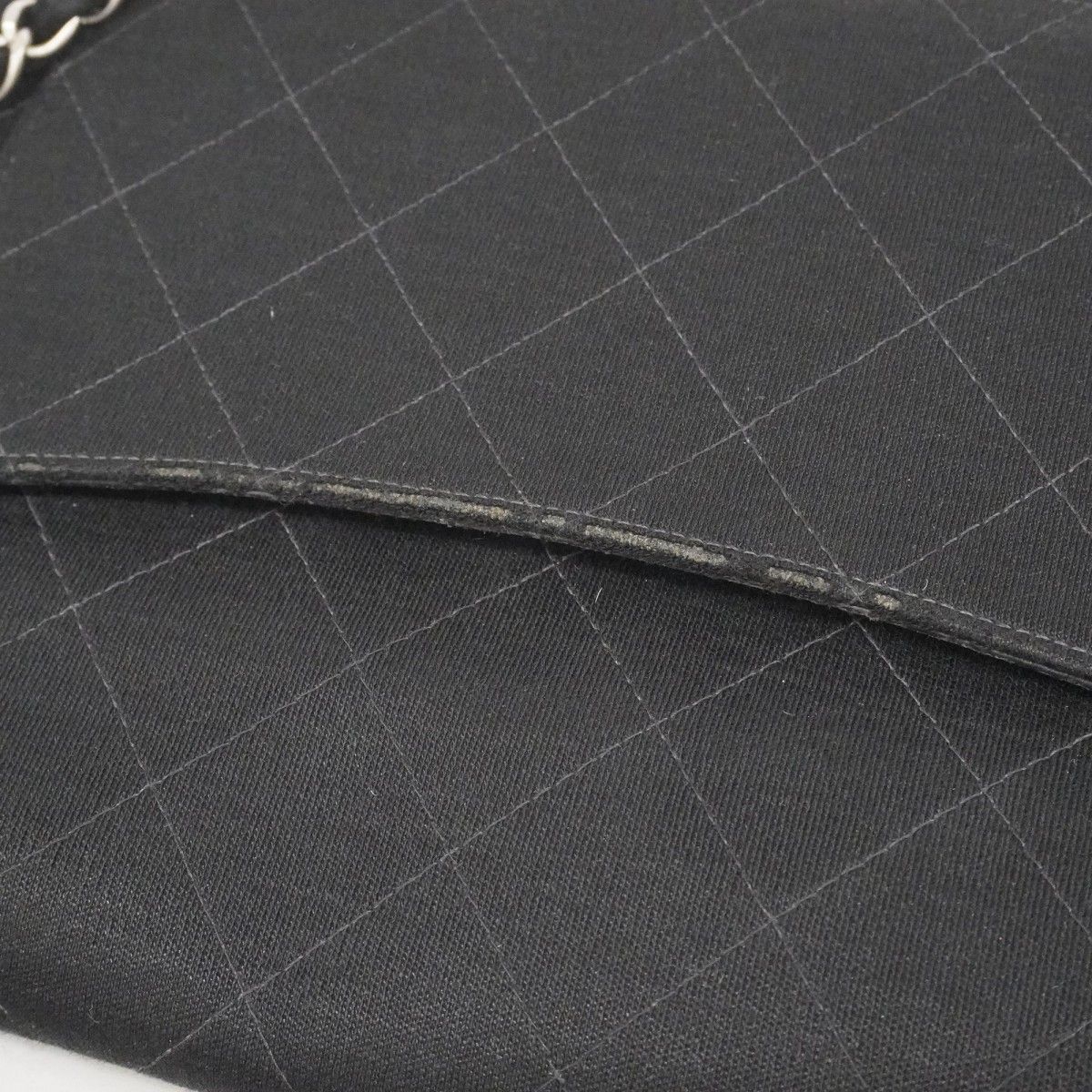 Chanel Shoulder Bag Quilted Cotton Black Silver — view 9