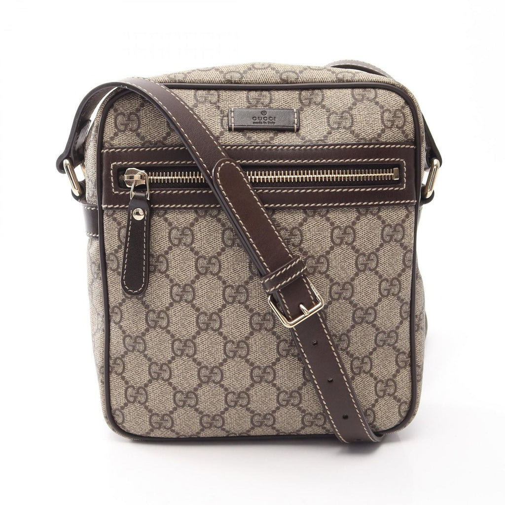 Gucci Shoulder Bag GG Supreme Beige Brown Canvas Leather