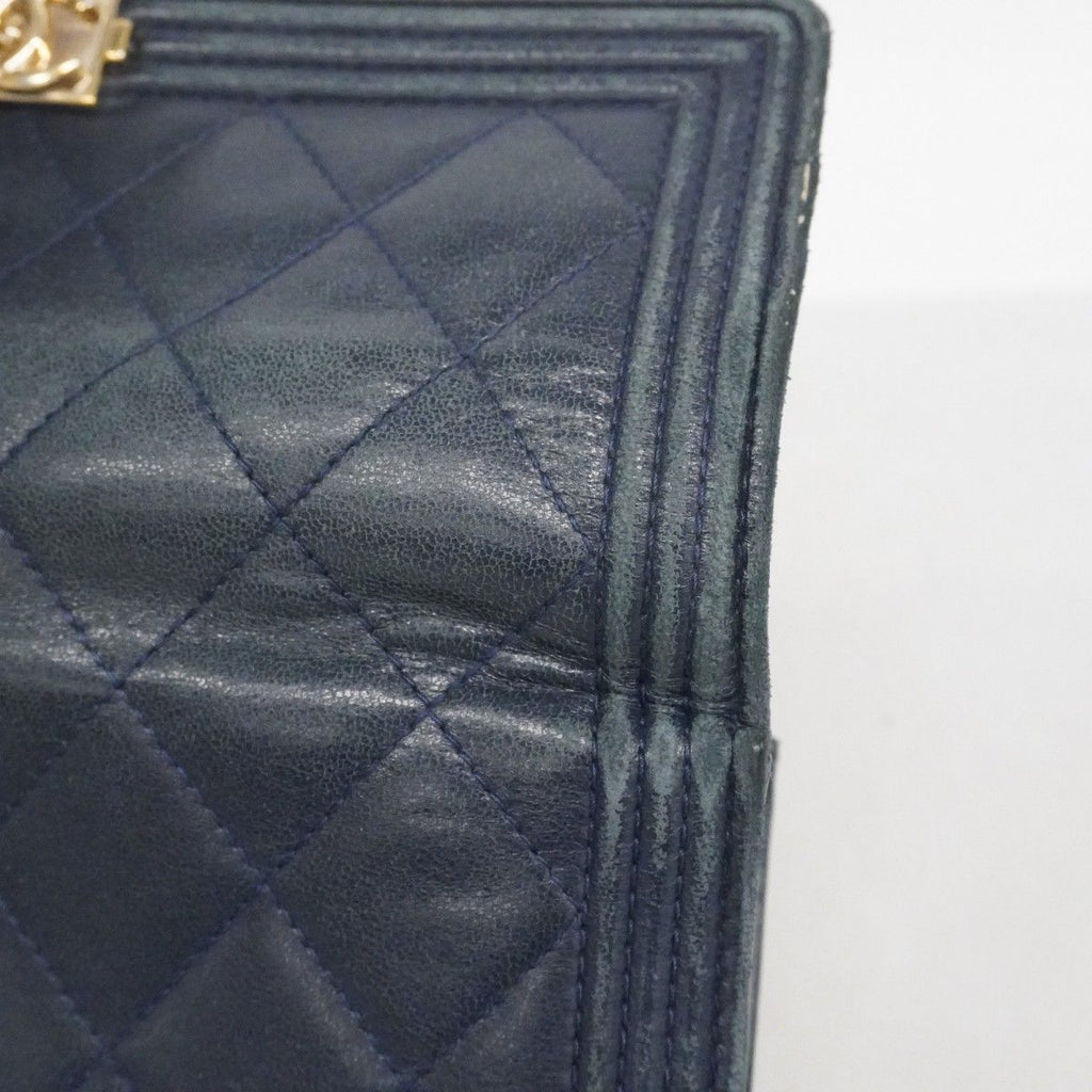 Chanel Wallet Boy Lambskin Navy Silver — view 7