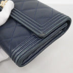 Chanel Wallet Boy Lambskin Navy Silver — view 6