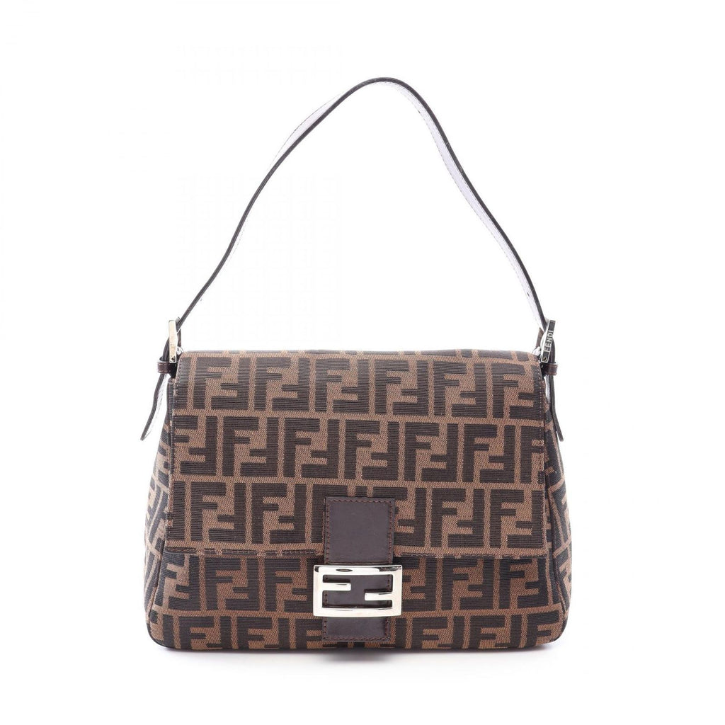 Fendi Shoulder Bag Mamma Bucket Brown Canvas Leather Zucca