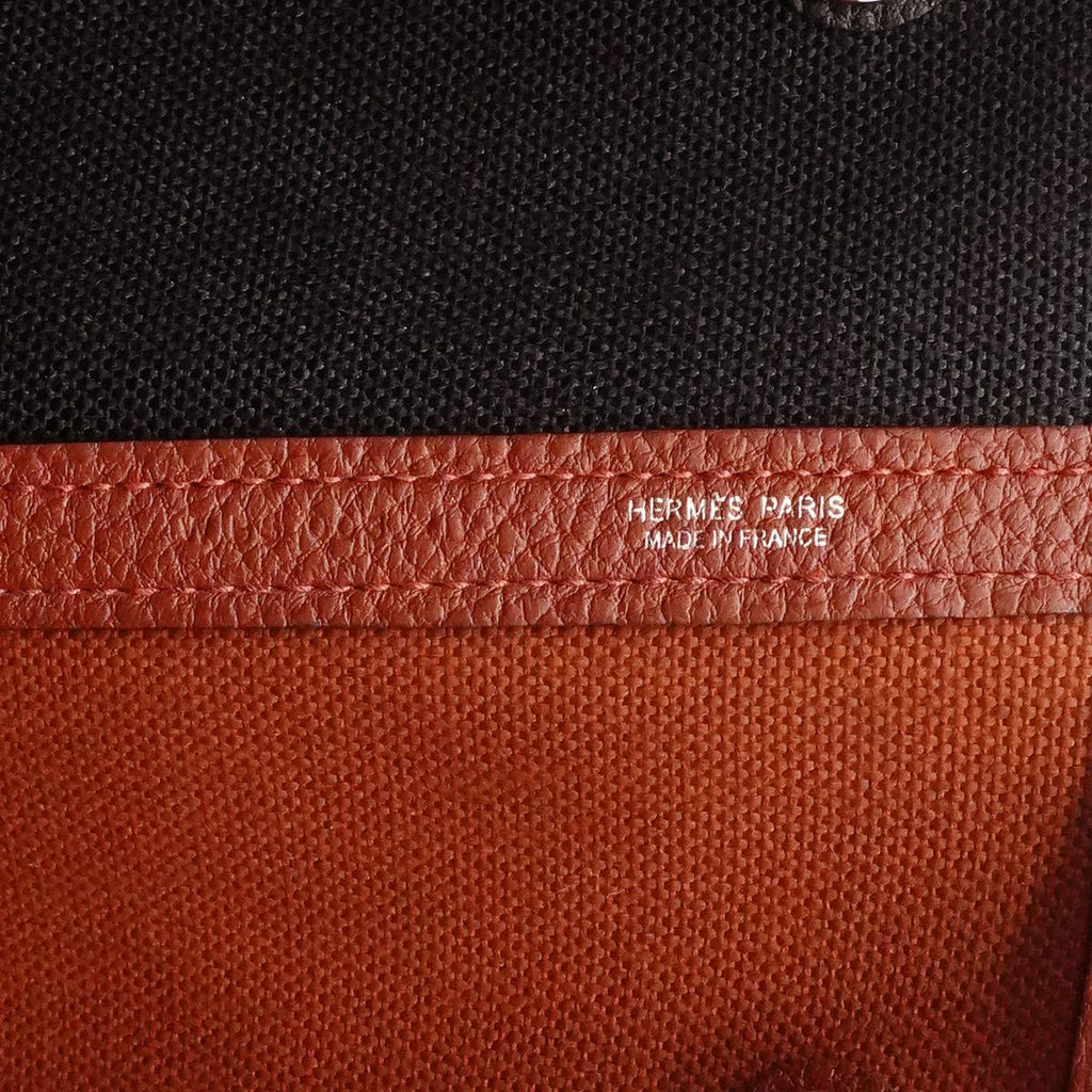 Hermes Tote Garden Party GM Negonda Toile Military Black Rouge Ash Silver — view 5