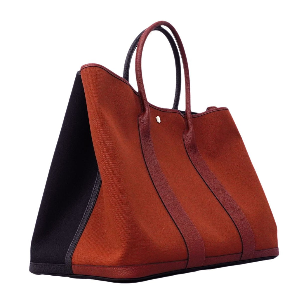 Hermes Tote Garden Party GM Negonda Toile Military Black Rouge Ash Silver — view 2