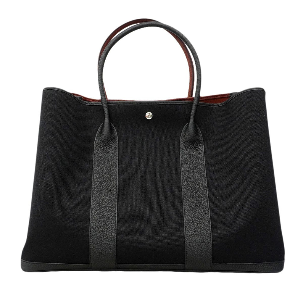 Hermes Tote Garden Party GM Negonda Toile Military Black Rouge Ash Silver — view 6