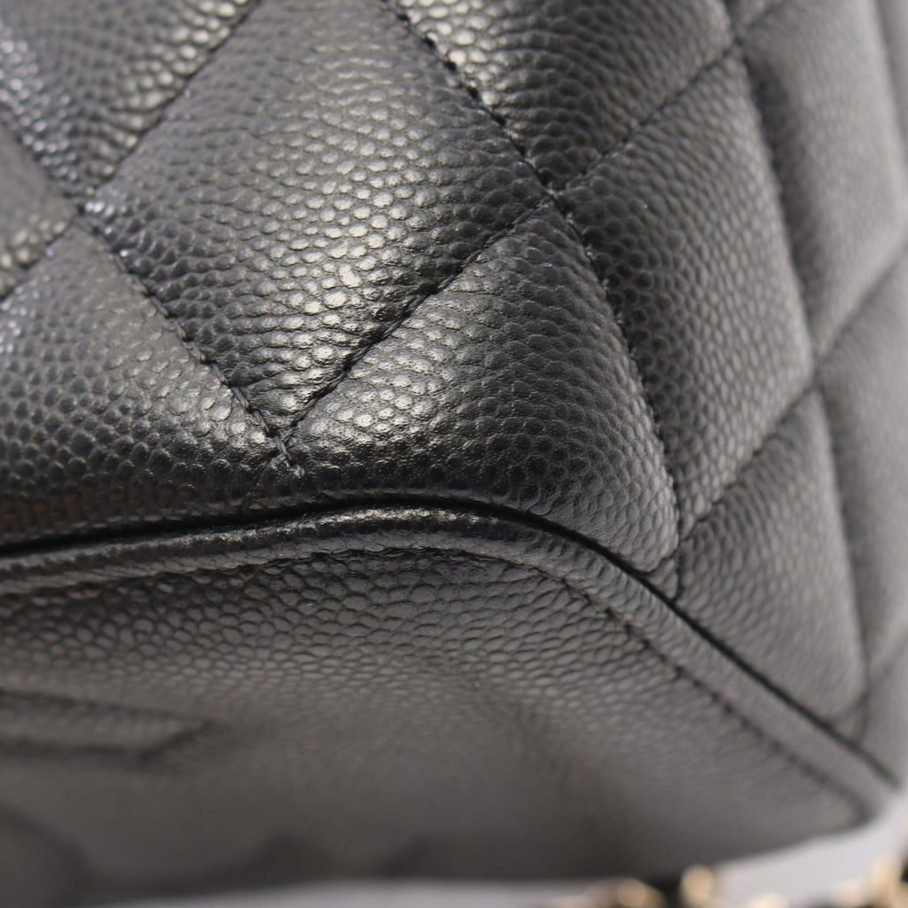 Chanel Shoulder Bag Quilted Small Vanity with Mirror Black Caviar Leather Chain — view 7