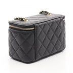 Chanel Shoulder Bag Quilted Small Vanity with Mirror Black Caviar Leather Chain — view 2