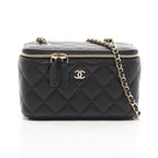 Chanel Shoulder Bag Quilted Small Vanity with Mirror Black Caviar Leather Chain