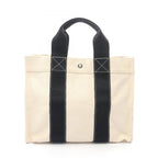 Hermes Tote Bora PM Ivory Black Canvas