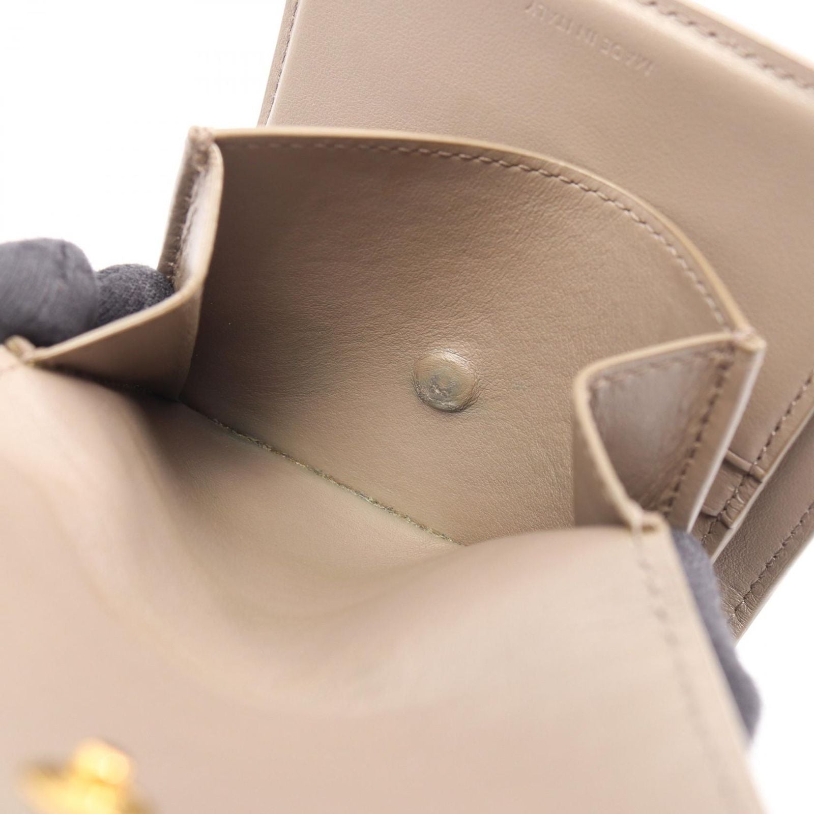 Celine Trifold Wallet Small Gray Beige Leather — view 6