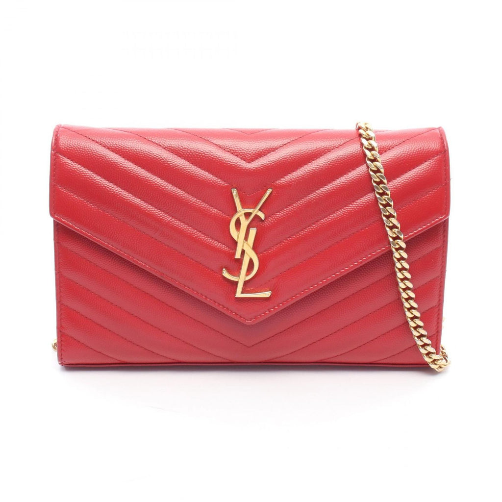 Saint Laurent Paris Shoulder Bag Cassandra Classic Red Leather Chain Wallet