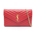 Saint Laurent Paris Shoulder Bag Cassandra Classic Red Leather Chain Wallet