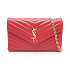 Saint Laurent Paris Shoulder Bag Cassandra Classic Red Leather Chain Wallet