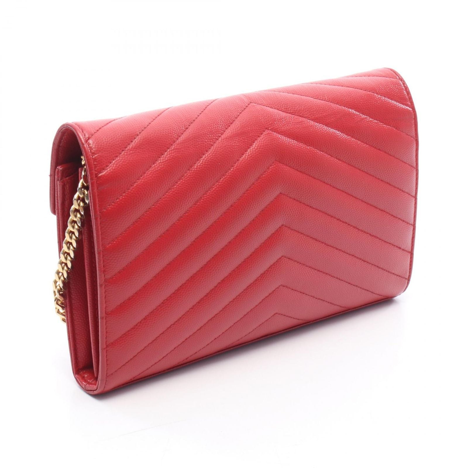 Saint Laurent Paris Shoulder Bag Cassandra Classic Red Leather Chain Wallet — view 2