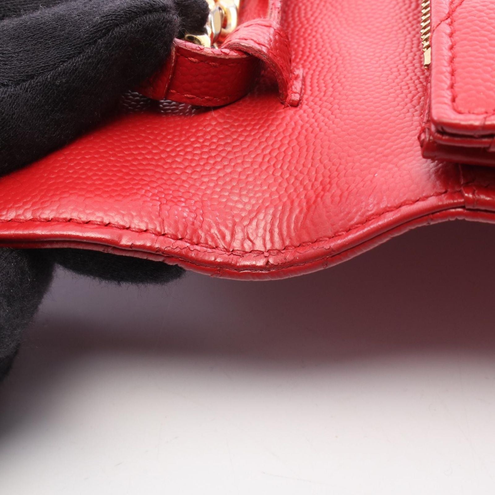 Saint Laurent Paris Shoulder Bag Cassandra Classic Red Leather Chain Wallet — view 6