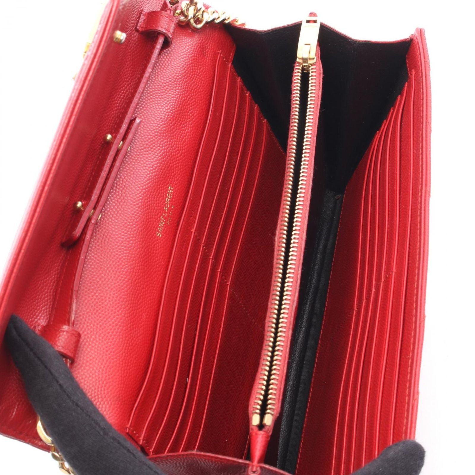 Saint Laurent Paris Shoulder Bag Cassandra Classic Red Leather Chain Wallet — view 3