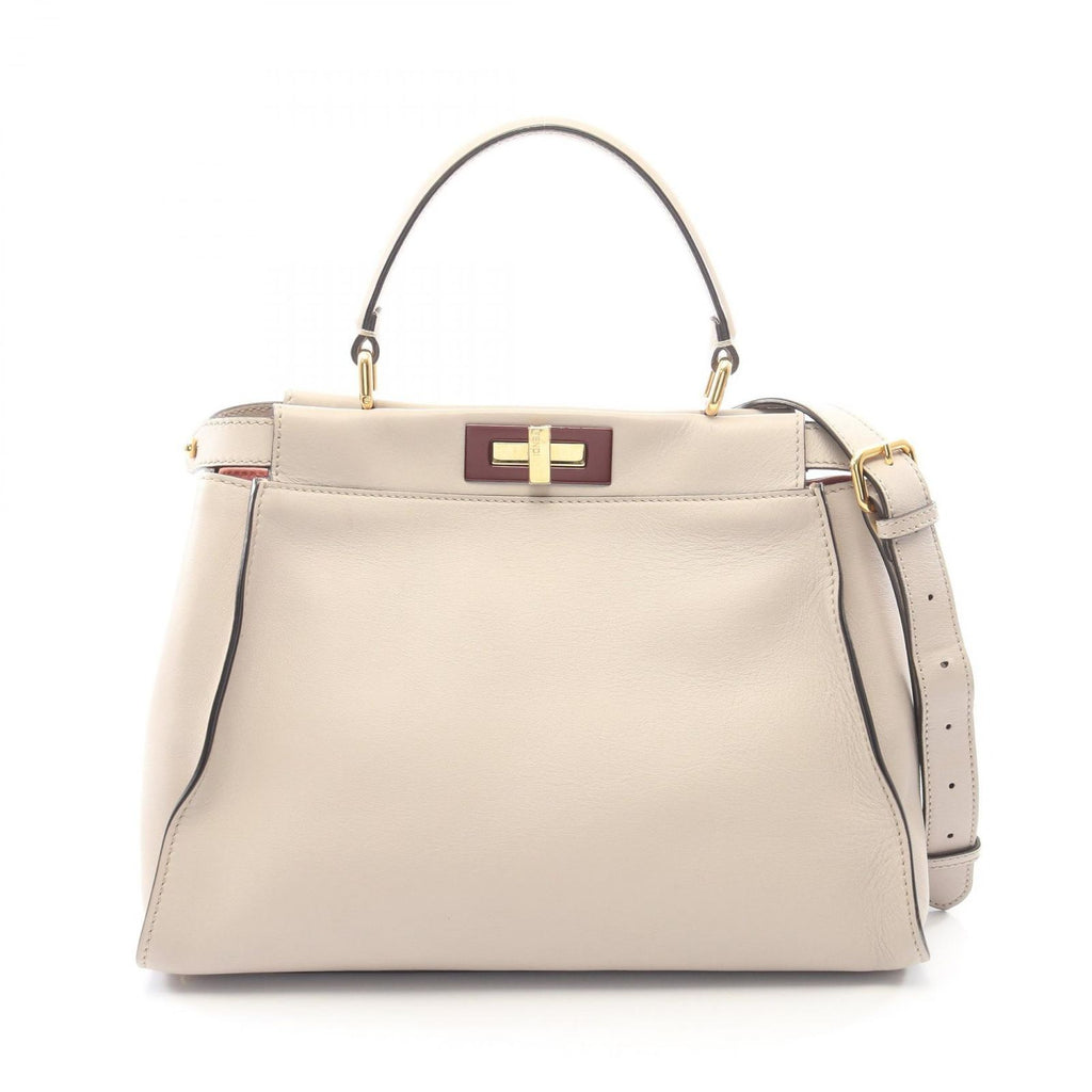 Fendi Handbag Peekaboo Regular 2-Way Gray Leather