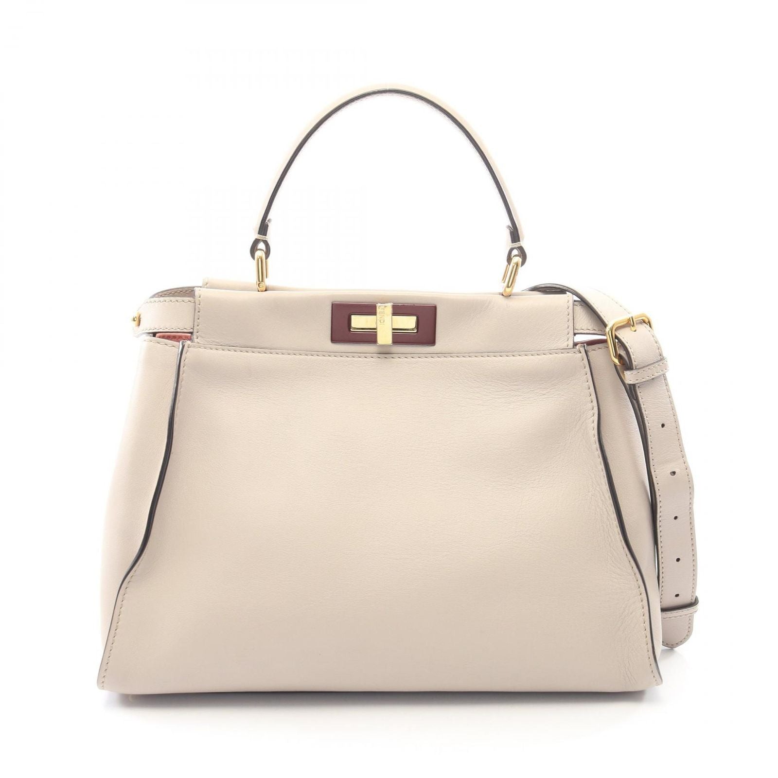 Fendi Handbag Peekaboo Regular 2-Way Gray Leather