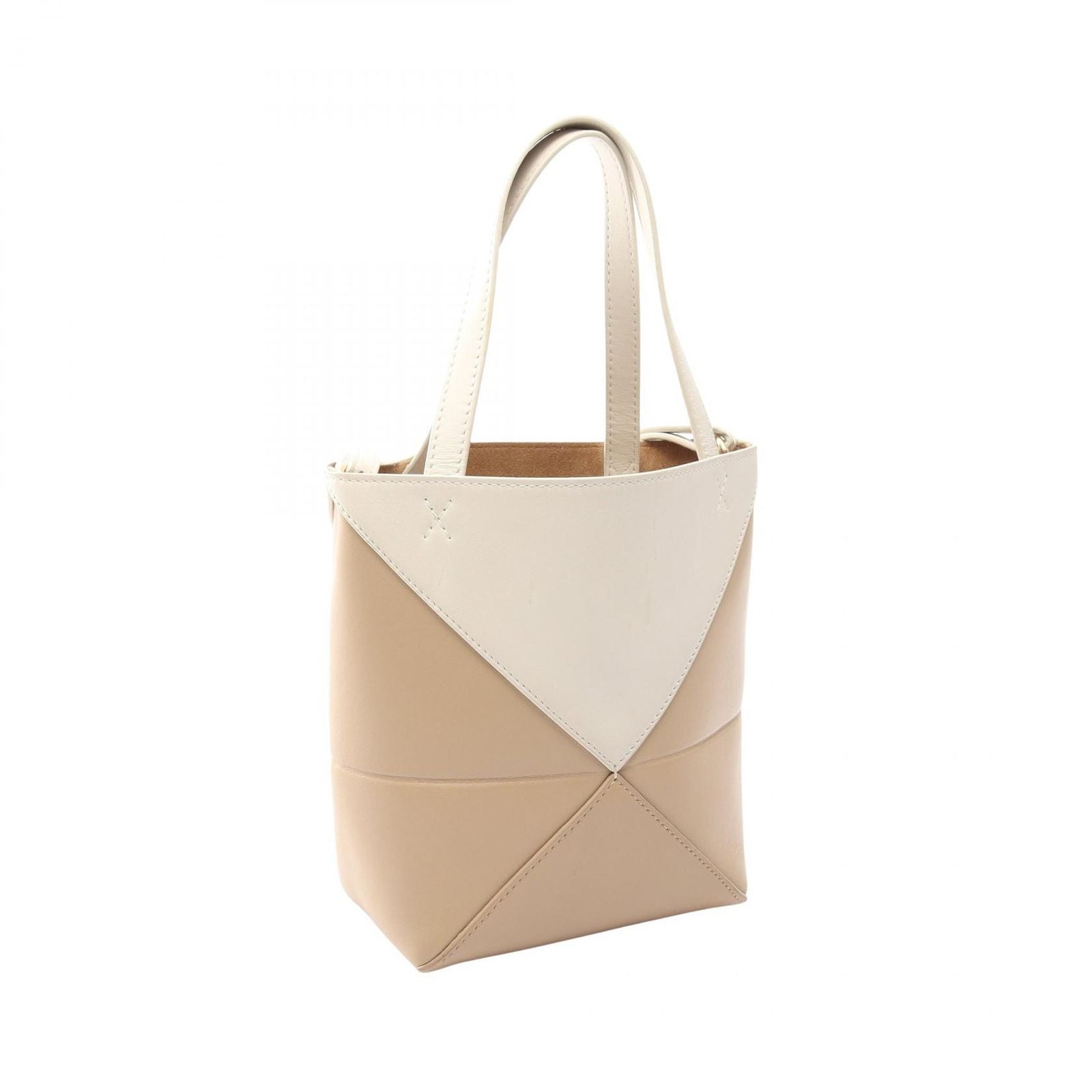 Loewe Handbag Puzzle Fold Mini 2-Way Beige Ivory Leather Tote — view 2