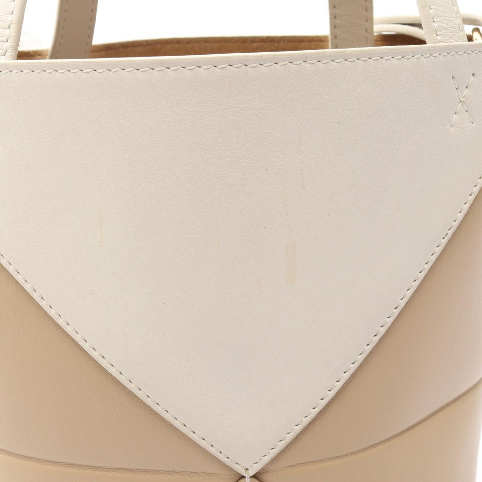 Loewe Handbag Puzzle Fold Mini 2-Way Beige Ivory Leather Tote — view 5